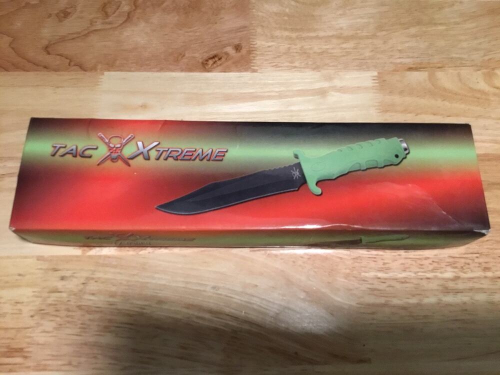 TAC XTREME Fixed 7" Black Blade Knife w/Sheath & Lanyard TX-039GB Frost Cutlery